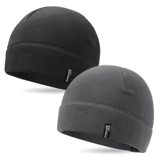 OUTDOOR SHAPING 2 Pack Tactical Fleece Cap Winter Warm Beanie Military Army Watch Cap Gift for Men Women