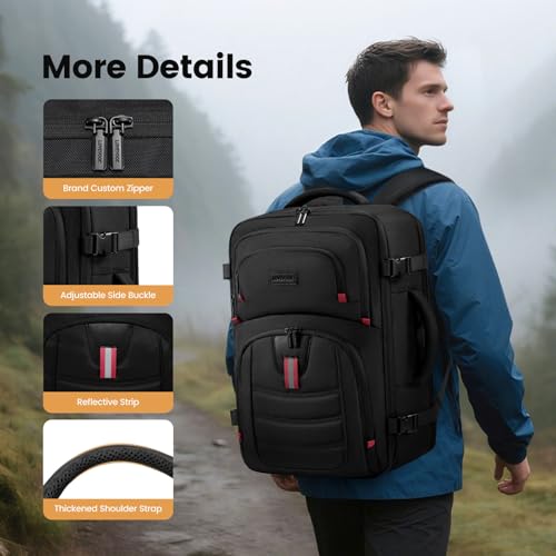 LOVEVOOK 50L Travel Backpack for Men, Airline Approved Carry On Luggage with 3 Packing Cubes, TSA Overnight Bags, Waterpro...