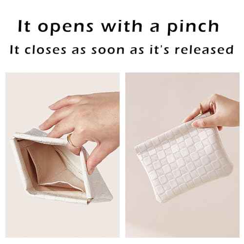 Leather Pocket Cosmetic Bag for Purse,Coin Purse Lipstick Cosmetic Accessories Organizer, Travel Kit Storage Pouch,Waterproof Portable No Zipper Self-closing Small Makeup Pouch for Women