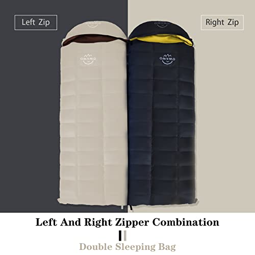 OMVMO 0 20 Degrees F Down Sleeping Bag for Adults,4 Season Cold Weather Rectangle Wearable Down Sleeping Bag for Camping H...