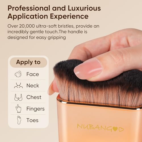 NUBANGOO Professional Kabuki Foundation Brush,Makeup Brush, Self Tanner Brush,Self Tanning brush,Foundation Makeup Brush Cream Powder Liquid,Face Neck Body Leg Tanning Makeup (Pink Gold)