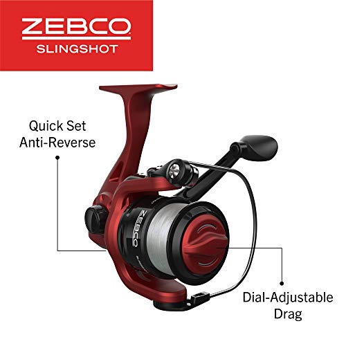 Zebco Slingshot Spinning Reel and Fishing Rod Combo, 2-Piece Medium-Light Durable Fiberglass Rod, Comfortable EVA Handle, ...