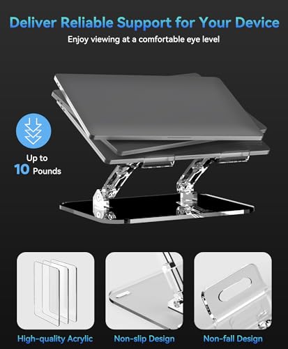 Lpoake Adjustable Foldable Laptop Stand, Portable Ergonomic Computer Stand for Laptop, Compatible with 10 to 15.6 Inches N...