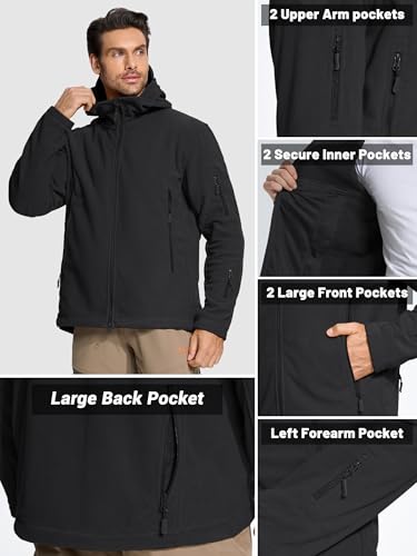 TACVASEN Mens Fleece Jacket Full Zip Tactical Hoodies Winter Coats Windproof Hoodies Warm Hunting