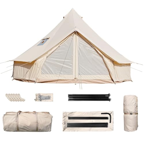 Luxury Four-Season Yurt Tent | Spacious Canvas Bell Tent with Stove Jack | Heavy-Duty Cotton Blend | Ultimate Family Glamp...