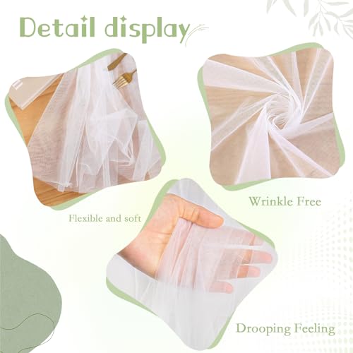 Tulle Backdrop Curtain with Lights: 2 Pcs 5×10ft White Sheer Fabric Background - Wedding Party Birthday Photo Decor
