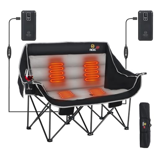 Nice C Heated Camping Chair with Battery, Outdoor Heated Folding Chairs, Double Padded Camping Chair for Adults, Camping C...