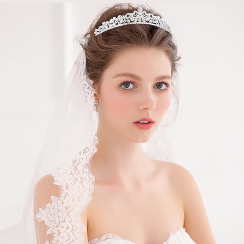 TOBATOBA Silver Tiara Silver Crown for Women Girls Crystal Princess Tiara Wedding Tiaras for Bride, Quinceanera Crown 15 a...