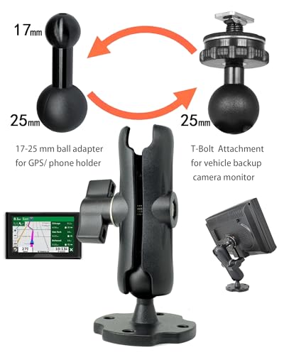 VAUBORTTI Aluminum GPS Mount with [17mm to 25mm Dual Ball Adapter], Fits Garmin GPS & Phone Holder, Replacement for Suctio...