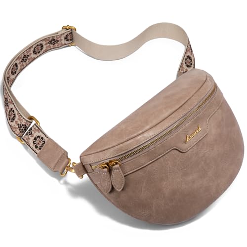 LOVEVOOK Fanny Packs for Women Cross Body, Vegan Leather Belt Bag for Women, Waterproof Sling Purse Fashion Waist Pack Des...