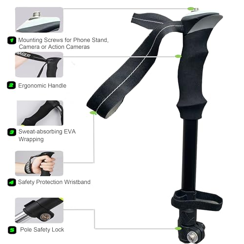 QIYUANCHUANG Trekking Pole as Selfie Stick for All Terrain-Hiking Poles for Women&Men, Lightweight Aircraft-Grade Aluminu...