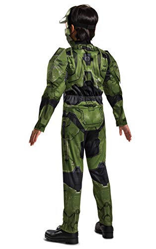 Halo Infinite Master Chief Costume, Kids Size Muscle Padded Video Game Inspired Character Jumpsuit