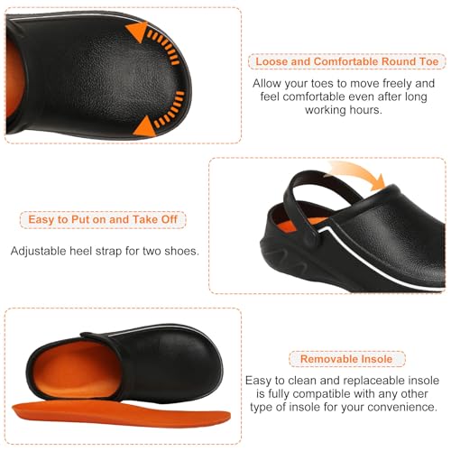 JSWEI Men's Unisex-Adult Kitchen Shoes - Nonslip Water Proof Work Shoes for Men, Women, Nurses, Gardeners, Indoor & Outdoor