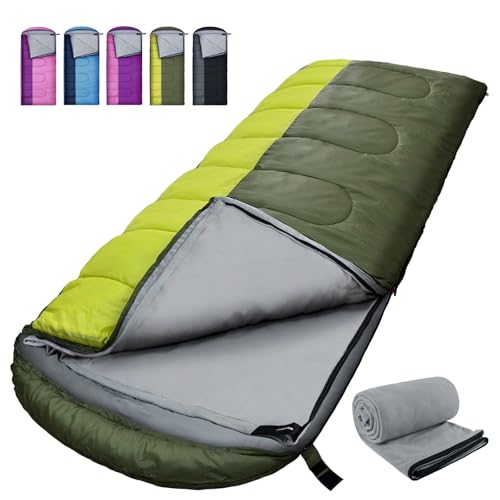 WKFAMOUT XL 10 Degree Sleeping Bags Waterproof for Adults 350GSM Machine Washable with Compression Sack for 3-4 Season Cam...
