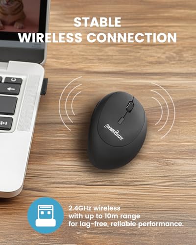 Perixx PERIMICE-719RX Wireless 2.4G Rechargeable Ergonomic Mouse - Duo Wired and Cordless Charging Feature - Wireless Char...