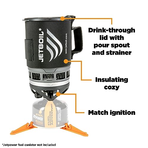 Jetboil Zip Camping Stove Cooking System, Carbon