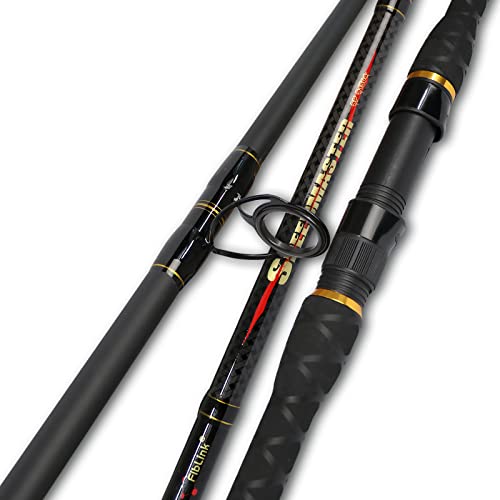 Fiblink Surf Spinning Fishing Rod 2 Piece Carbon Fiber Portable Travel Spinning Rod (10-Feet & 12-Feet)