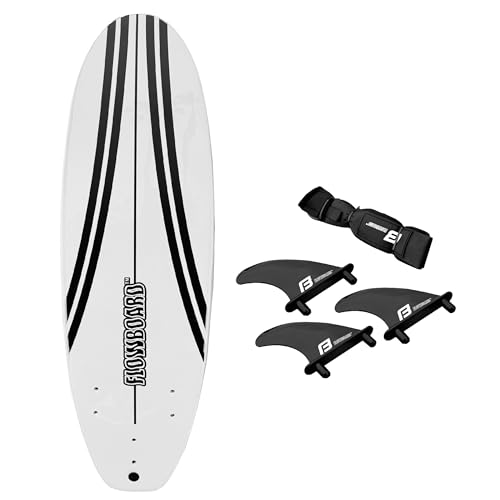 FLOWBOARD Surfboard Softboard Foam - Include (3) Fins 6’ Foot Leash and (2) Wood Stringers Inside Board Availalable in 6' ...