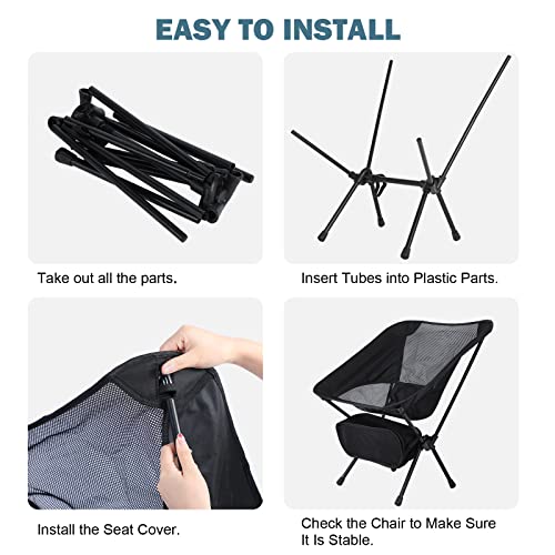 Lightweight Chair Folding Camping Chairs, Backpacking Chair Ultralight Hiking Chairs, Compact Camping Chairs, 176 lbs Weig...