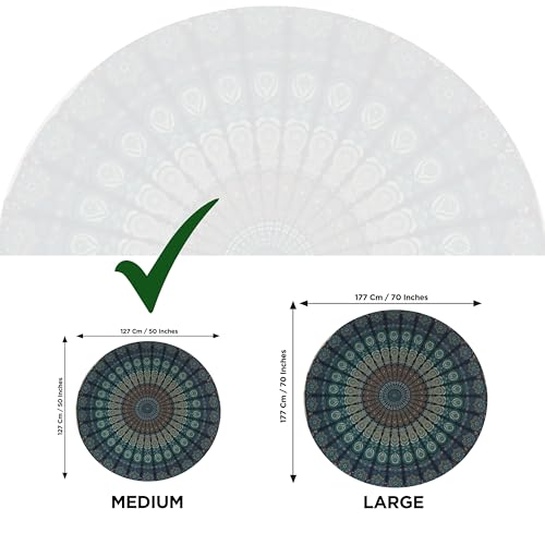 raajsee Turquoise Round Beach Tapestry Hippie/Boho Beach Blanket Mandala/Indian Cotton Throw - Round Tablecloth/Home Deco...