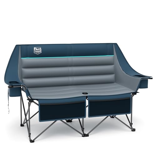 Timber Ridge Double Camping Chair, Heavy Duty Outdoor Folding Camp Couch, Loveseat Camping Chairs Perfect for Campsites, P...
