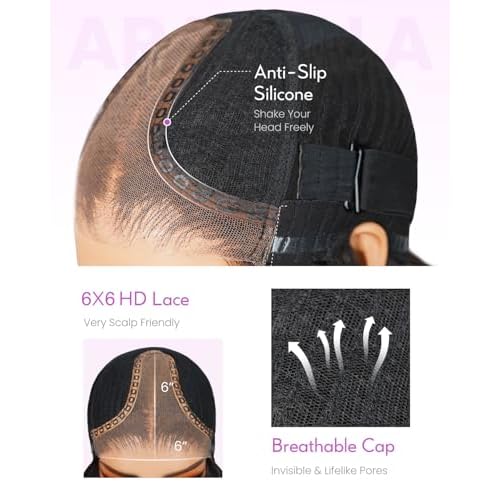 Arabella Hair Wear and Go Glueless Bob Wig Human Hair with 100g 4 pcs Brown Hair Clips 12inch 6x6 HD Lace Front Bob Wigs for Black Women Pre Cut Pre Plucked Pre Bleached Knots