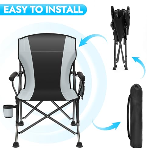 2 Pack Oversized Folding Camping Chair for Adults, Supports 450 LBS Camping Chairs, Heavy Duty Camping Chair with Side Poc...