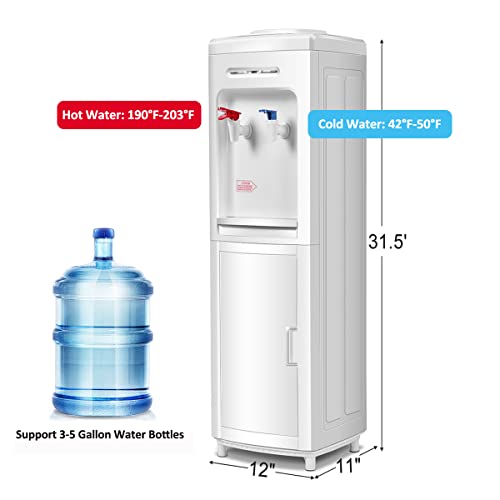 SAFEPLUS Top Loading Water Cooler Dispenser, Hot & Cold Freestanding Water Cooler Holds 5 Gallon Bottles Perfect for Home ...