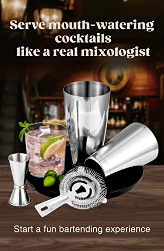 KITESSENSU Boston Cocktail Shaker Set, 4-Piece Boston Shaker Tins Bartender Kit with 18oz & 28oz Mixed Drink Shaker, Hawth...