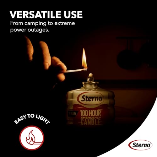 Sterno 100-Hour Emergency Candles - Long Burning Unscented Candles for Emergencies and Power Outages - Burns Up to 100 Hou...