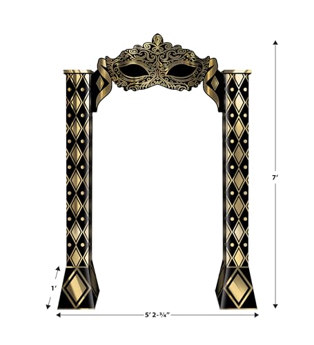 Masquerade 3D Archway Decoration - 7' - Black and Gold