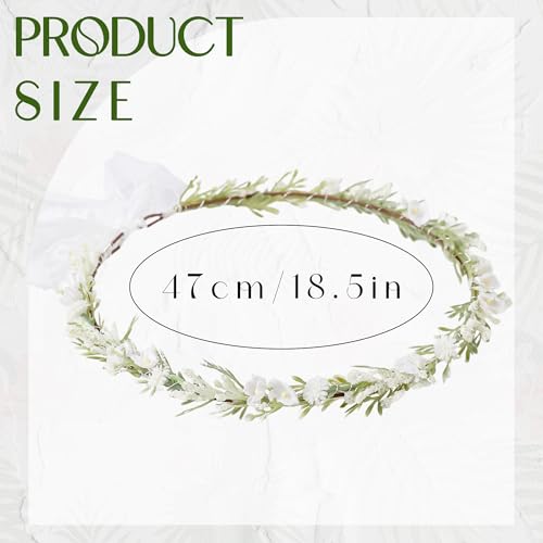 KorViSHOW White Flower Crown Headband, Artificial Renaissance Floral Headpiece, Fairy Boho Flower Headband for Women Girls...