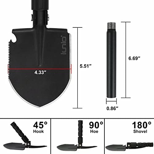 iunio Camping Shovel,Shovel Folding, Portable, Multitool, Foldable Entrenching Tool, Collapsible Spade, for Backpacking, T...