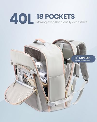 LOVEVOOK Travel Backpack for Women & Men 40L,Airline Approved Carry On Backpack Travel Essentials,TSA Carry on Luggage,Wat...