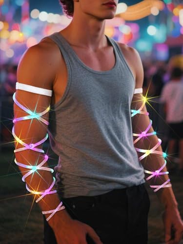 Lorealri Arm Wraps Rave Glow Body Harness Light Up Hand Straps Cyberpunk Neon EDM Outfit Festival Accessories for Women