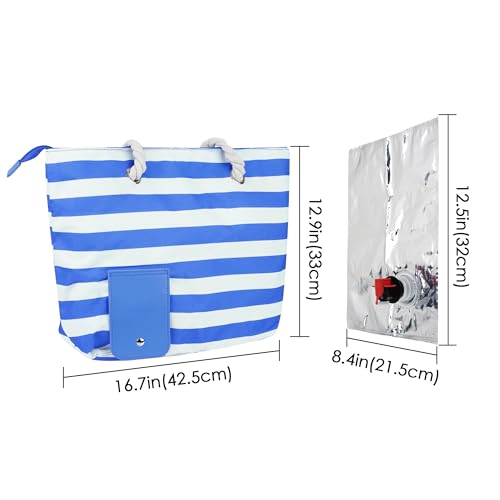 LUWOO Wine Tote Bag with Hidden Drink Dispenser Spout, Beach Wine Cooler Bag, Leakproof Insulated Wine Purse Carrier with ...