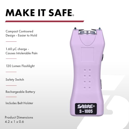 SABRE Pepper Spray & 2-in-1 Stun Gun with Flashlight, Self Defense Kit, Fast Flip Top Safety, Finger Grip for Better & Fas...