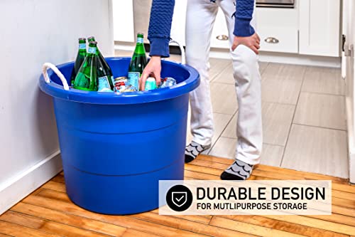 United Solutions Easy-Access Storage Rope Handle Tub, 19 Gallon, Blue, 2 Count (TU0335)