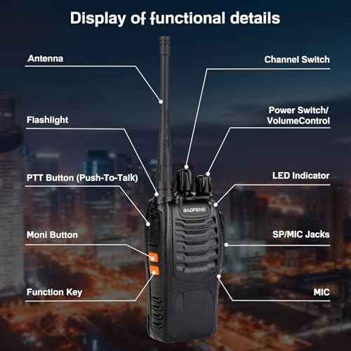 Baofeng Walkie Talkies 888S Rechargeable Long Range with Earpieces for Adults, 16 Channel Professional Radio Handheld Two Way Radios Li-ion Battery and Charger Included (6pack with 6earpiece)