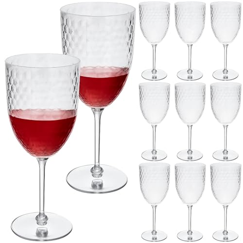 Jingmore 12 Pcs 13oz Reusable Plastic Wine Glasses, Detachable Wine Glasses with Stem, Unbreakable Champagne Flutes, Cryst...