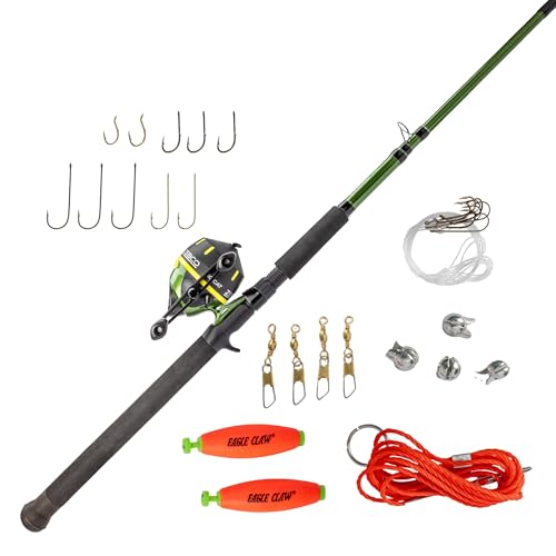 Zebco 606 Big Cat Spincast Reel and Fishing Rod Combo, 7-Foot 2-Piece Telescopic Rod, Medium-Heavy Power, Moderate-Fast Ac...