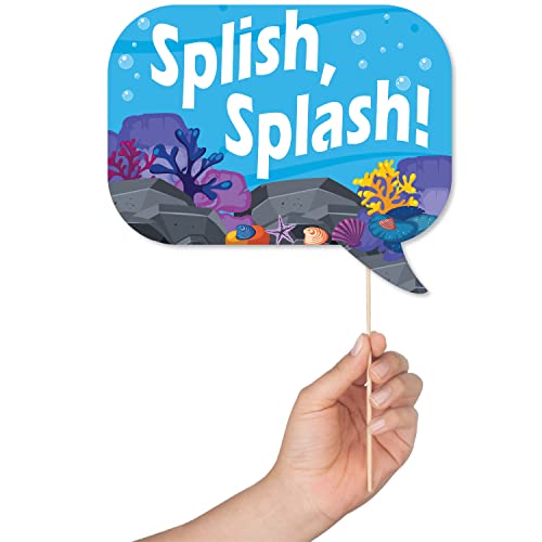 Under The Sea Photo Booth Props - 41-pc Photobooth Kit with 8 x 10-Inch Sign, 60 Adhesive Pads, 45 Sticks - Under The Sea ...