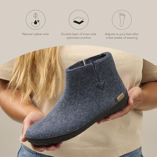 Glerups 100% quality wool mix Boot Slipper with rubber sole - Unisex