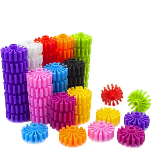 RAINBOW TOYFROG Interlocking Gears Toys for Kids - 100 Piece Kit with Tote - Colorful Manipulatives for Preschool Sensory ...