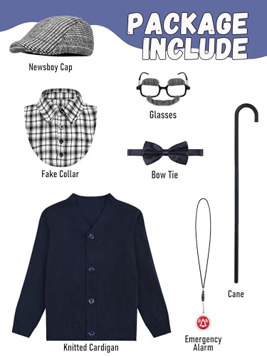 AOTHSO 8PCS Old Man Costume for kids 100 Days of School boys Grandpa old person Outfit Cosplay