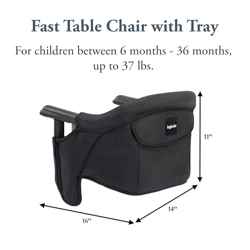Inglesina Fast Table Chair - Black + Fast Dining Tray - Portable Baby High Chair - for Babies & Toddlers up to 37 lbs - Fi...