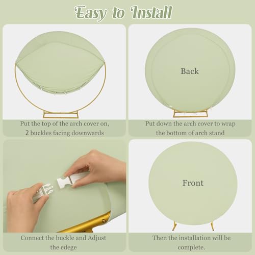 7.2FT Round Spandex Fitted Wedding Arch Cover for Circle Arch Stand, Thick Spandex Fabric Adjustable Round Arch Backdrop C...