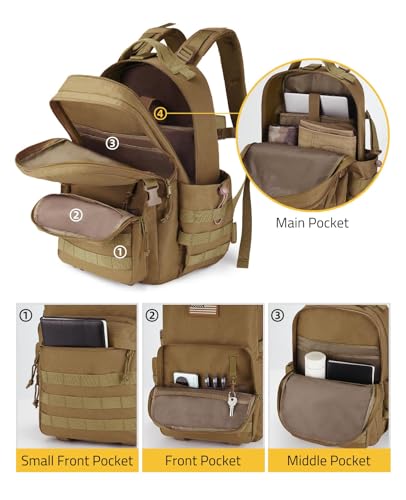 CVLIFE Military Travel Backpack for Men 40L Tactical Work Backpack Molle Rucksack Large Bookbag Army Day Pack with Bottle ...
