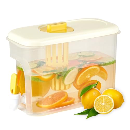 RAMFIYN 1 Gallon Drink Dispenser for Fridge, Water Container with Spigot, Upgraded Gallon Water Dispenser Ice Tea Pitcher ...
