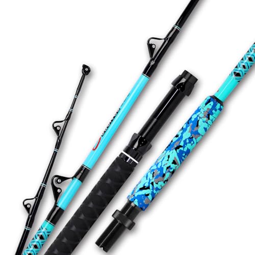 Fiblink Trolling Fishing Rod 1-Piece/2-Piece Saltwater Big Game Rod Offshore Conventional Boat Fishing Pole (6'/6'6"/7')